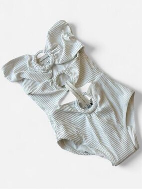 Alexandra Miro White Ribbed Cutout One Piece Swimsuit